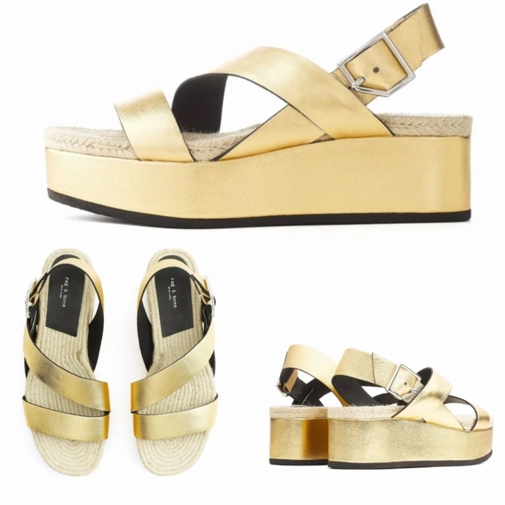 Rag and bone Megan style in gold, like new still in box!